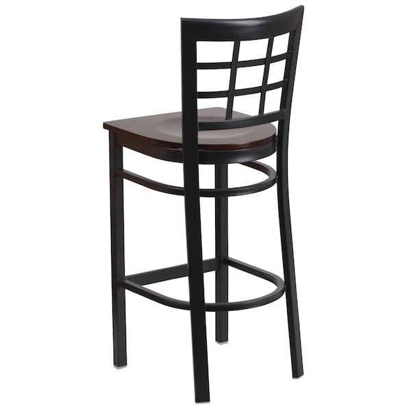 Flash Furniture Restaurant Stool, Window Back, Walnut Sea - XU-DG6R7BWIN-BAR-WALW-GG