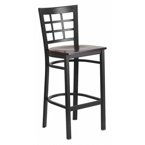 Flash Furniture Restaurant Stool, Window Back, Walnut Sea - XU-DG6R7BWIN-BAR-WALW-GG