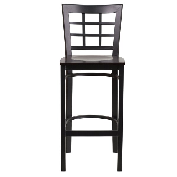 Flash Furniture Restaurant Stool, Window Back, Walnut Sea - XU-DG6R7BWIN-BAR-WALW-GG