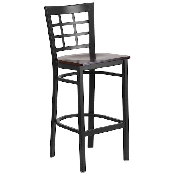 Flash Furniture Restaurant Stool, Window Back, Walnut Sea - XU-DG6R7BWIN-BAR-WALW-GG