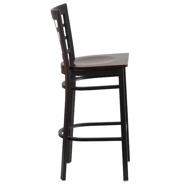 Flash Furniture Restaurant Stool, Window Back, Walnut Sea - XU-DG6R7BWIN-BAR-WALW-GG