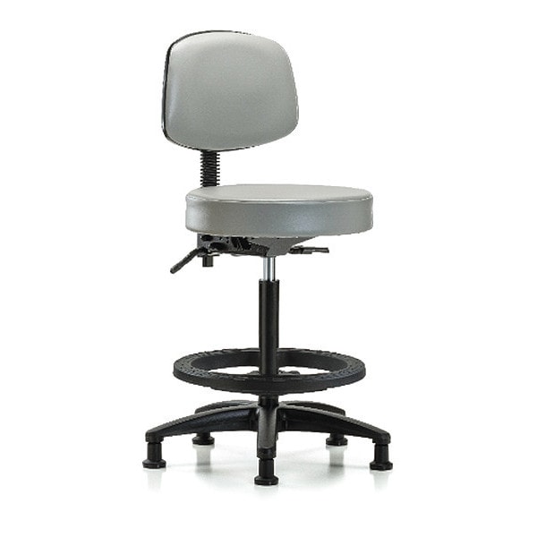 Blue Ridge Ergonomics Bench Stool, Hi, Vinyl, Bk, BF, Glides, Dov - BR-VHBST-RG-T0-BF-RG-8567
