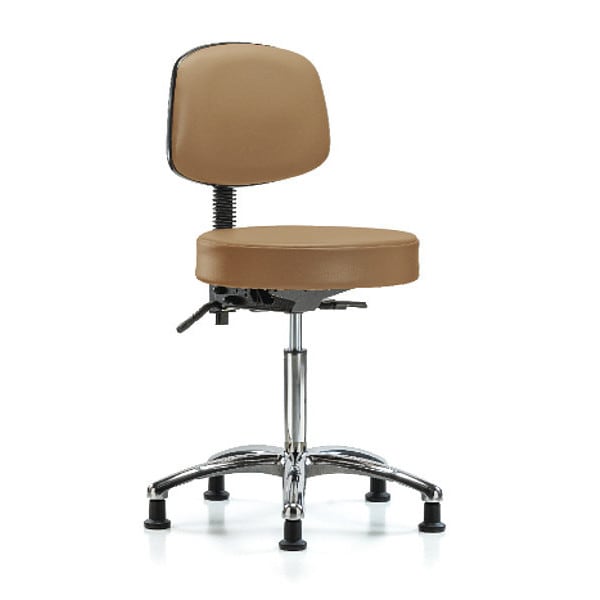 Blue Ridge Ergonomics Ben Stool, Med, Vinyl, Bk, Gld, Taupe - BR-VMBST-CR-T1-NF-RG-8584