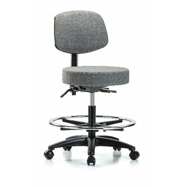 Blue Ridge Ergonomics Bech Stool, Med, Fab, Bk, Tilt, CF, Cast, Gry - BR-FMBST-RG-T1-CF-RC-F44