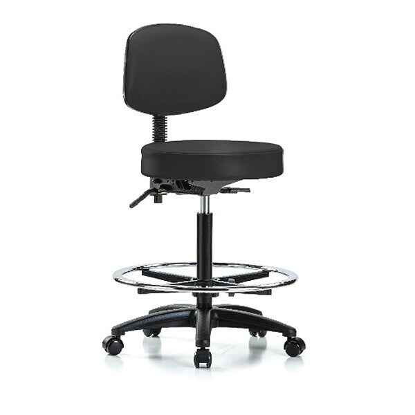 Blue Ridge Ergonomics Bench Stool, Hi, Vin, Bk, Tilt, CF, Cast, BLK - BR-VHBST-RG-T1-CF-RC-8540