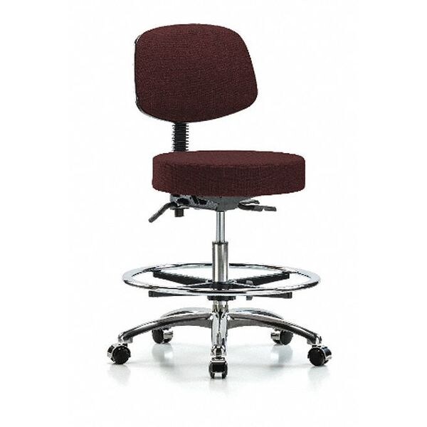 Blue Ridge Ergonomics Bench Stool, Med, Fabric, Bk CF, Cast, Bur - BR-FMBST-CR-T1-CF-CC-F41
