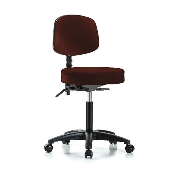 Blue Ridge Ergonomics Bench Stool, Med, Vinyl, Bk, Casters, Burg - BR-VMBST-RG-T0-NF-RC-8569