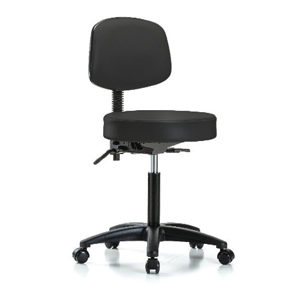 Blue Ridge Ergonomics Bench Stool, Med, Vinyl, Bk, Casters, BLK - BR-VMBST-RG-T0-NF-RC-8540