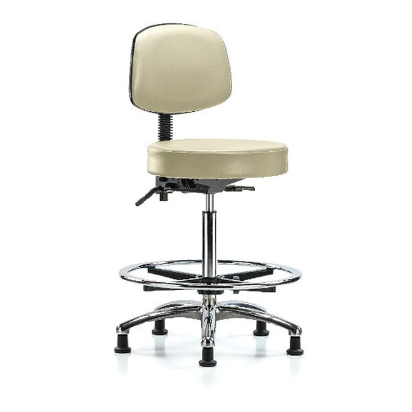 Blue Ridge Ergonomics Ben Stool, Hi, Vin, Bk, Chrome, CF, Glides, Wht - BR-VHBST-CR-T0-CF-RG-8501