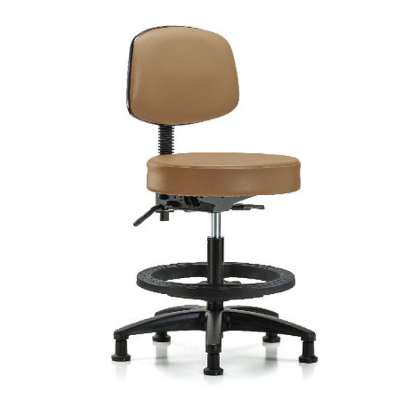 Blue Ridge Ergonomics Bench Stool, Med, Vin, Bk, BF, Glides, Taupe - BR-VMBST-RG-T0-BF-RG-8584