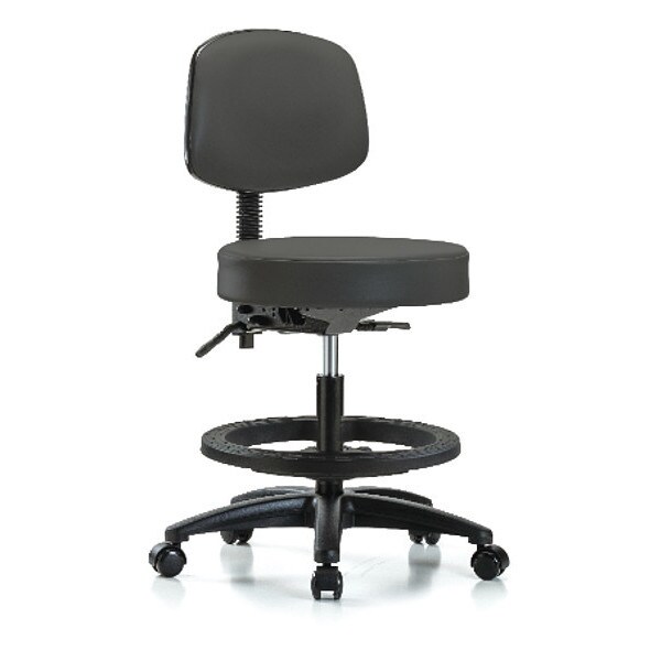 Blue Ridge Ergonomics Bench Stool, Med, Vin, Bk, Tilt, BF, Cast, Gry - BR-VMBST-RG-T1-BF-RC-8605