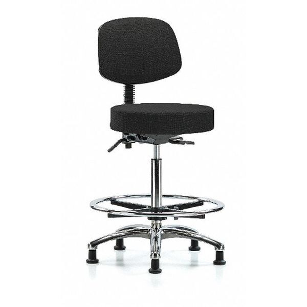 Blue Ridge Ergonomics Bench Stool, Hi, Fabric, Bk, CF, Glides, Blk, Color: Black - BR-FHBST-CR-T1-CF-RG-F42