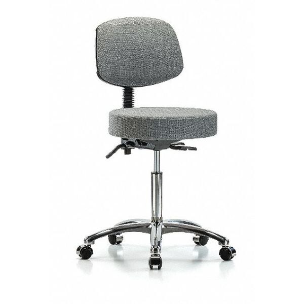 Blue Ridge Ergonomics Bench Stool, Med, Fabric, Bk Chrom, Cast, Gry - BR-FMBST-CR-T0-NF-CC-F44