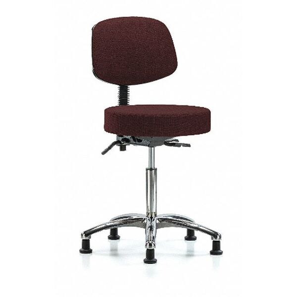 Blue Ridge Ergonomics Bench Stool, Med, Fabric, Bk Chrm, Glids, Bur - BR-FMBST-CR-T0-NF-RG-F41