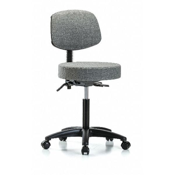 Blue Ridge Ergonomics Bench Stool, Med, Fabric, Bk Casters, Gry - BR-FMBST-RG-T0-NF-RC-F44