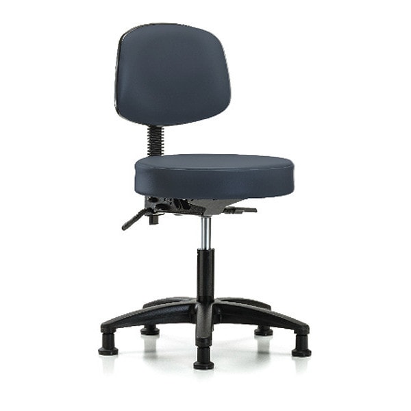Blue Ridge Ergonomics Desk Stool, Vinyl, Bk, Glides, Nav - BR-VDHST-RG-T0-RG-8582