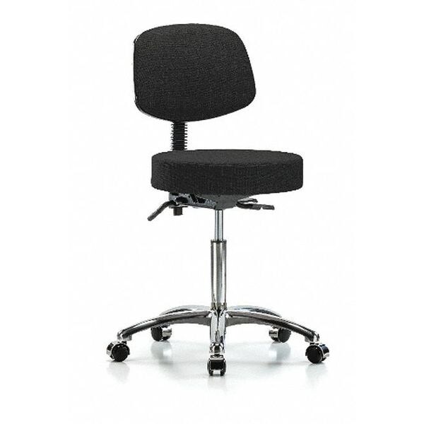 Blue Ridge Ergonomics Bench Stool, Med, Fabric, Bk Chrom, Cast, Blk - BR-FMBST-CR-T0-NF-CC-F42