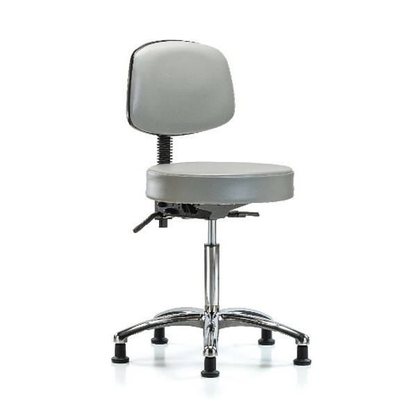 Blue Ridge Ergonomics Bench Stool, Med, Vin, Bk, Chrome, Glides Dov - BR-VMBST-CR-T0-NF-RG-8567