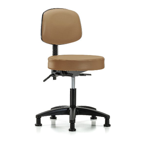 Blue Ridge Ergonomics Desk Stool, Vinyl, Bk, Glides, Taupe - BR-VDHST-RG-T0-RG-8584