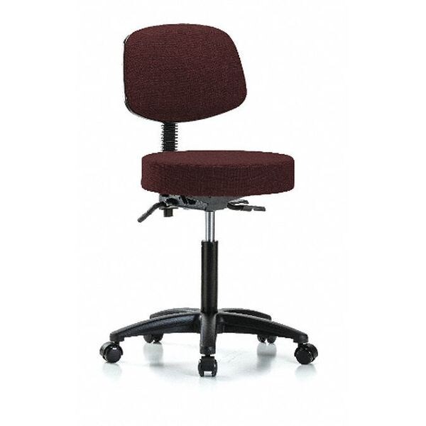 Blue Ridge Ergonomics Bench Stool, Med, Fab, Bk, Tilt, Cast, Bur - BR-FMBST-RG-T1-NF-RC-F41