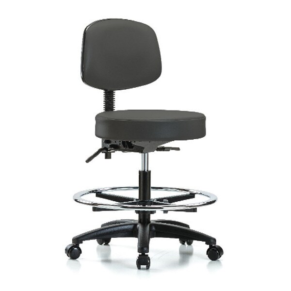 Blue Ridge Ergonomics BenchStool, Med, Vin, Bk, Tilt, CF, Cast, Gry - BR-VMBST-RG-T1-CF-RC-8605
