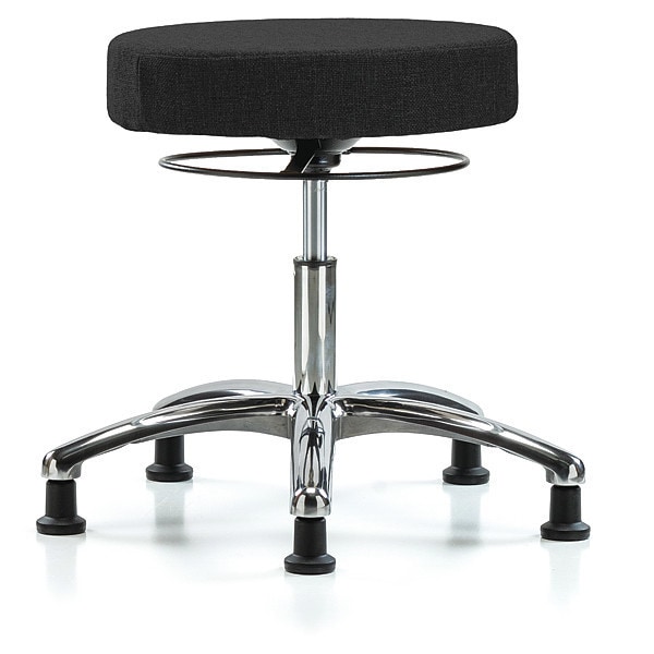 Blue Ridge Ergonomics Desk Stool, Chrome, Fabric, Glides, Blk - BR-FDHSO-CR-RG-F42