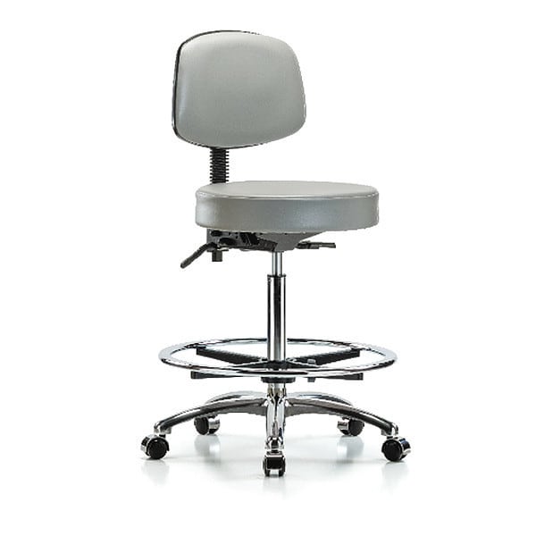 Blue Ridge Ergonomics Bench Stool, Hi, Vin, Bk, Chrm, CF, Cast, Dov - BR-VHBST-CR-T0-CF-CC-8567