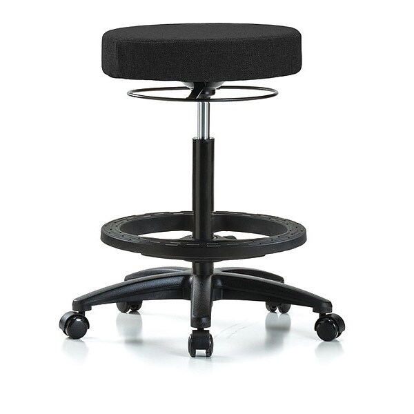 Blue Ridge Ergonomics Bench Stool, Hi, Fabric, BF, Casters, Blk - BR-FHBSO-RG-BF-RC-F42