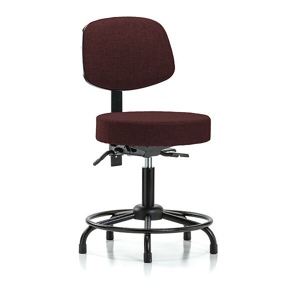 Blue Ridge Ergonomics Desk Stool, Fabric, Bk, RT, Glides, Bur - BR-FDHST-RT-T0-RG-F41