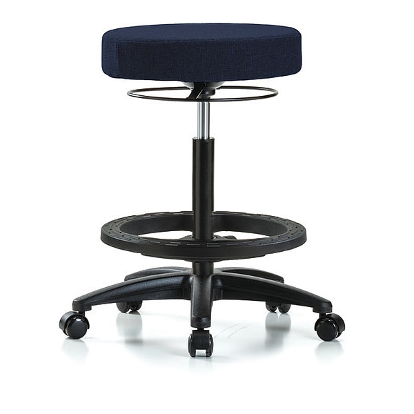 Blue Ridge Ergonomics Bench Stool, Hi, Fabric, BF, Casters, Nav - BR-FHBSO-RG-BF-RC-F45