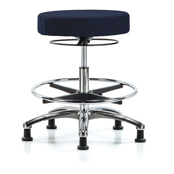 Blue Ridge Ergonomics Bench Stool, Med, Fabric, Chrome, CF, Gld, Nav - BR-FMBSO-CR-CF-RG-F45