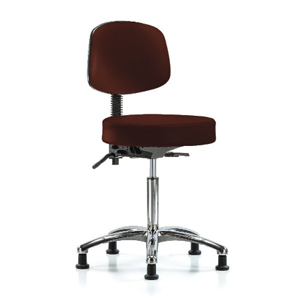 Blue Ridge Ergonomics Bench Stool, Med, Vin, Bk, Chrm, Glides Burg - BR-VMBST-CR-T0-NF-RG-8569