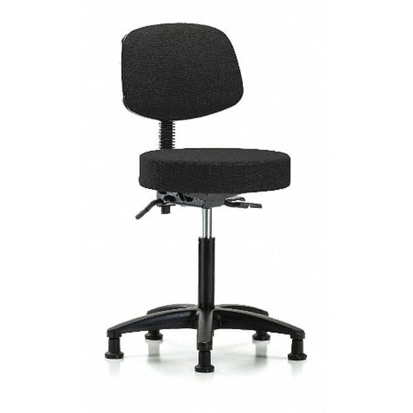 Blue Ridge Ergonomics Bench Stool, Med, Fabric, Bk, Casters, Blk - BR-FMBST-RG-T0-NF-RG-F42