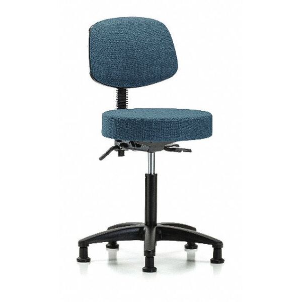 Blue Ridge Ergonomics Bench Stool, Med, Fabric, Bk, Casters, Blu - BR-FMBST-RG-T0-NF-RG-F43