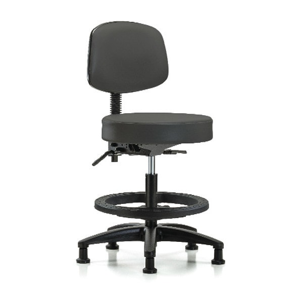 Blue Ridge Ergonomics Bench Stool, Med, Vin, Bk, BF, Glides, Gry - BR-VMBST-RG-T0-BF-RG-8605