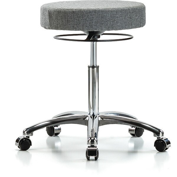 Blue Ridge Ergonomics Bench Stool, Med, Fabric, Chrome, Castrs, Gry - BR-FMBSO-CR-NF-CC-F44