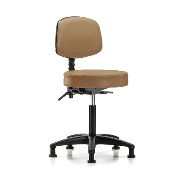 Blue Ridge Ergonomics Bench Stool, Med, Vinyl, Bk, Glides, Taupe - BR-VMBST-RG-T0-NF-RG-8584