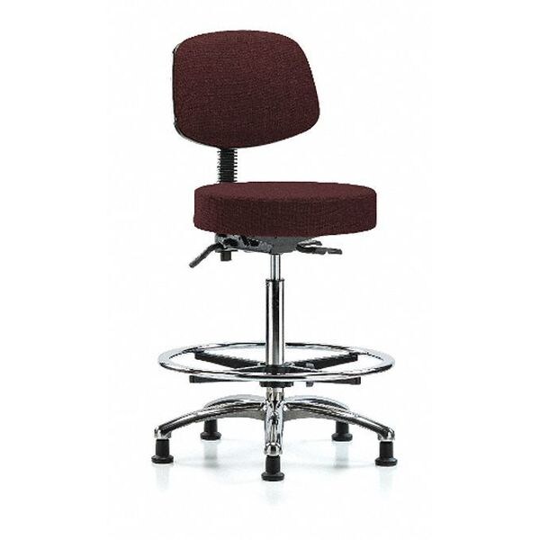 Blue Ridge Ergonomics Ben Stool, Hi, Fab, Bk Chrome, CF Glides, Bur - BR-FHBST-CR-T0-CF-RG-F41