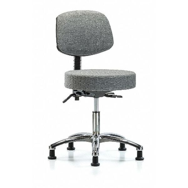 Blue Ridge Ergonomics Desk Stool, Fabric, Bk Chrome, Glides, Gry - BR-FDHST-CR-T0-RG-F44