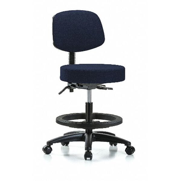 Blue Ridge Ergonomics Bech Stool, Med, Fab, Bk, Tilt, BF, Cast, Nav - BR-FMBST-RG-T1-BF-RC-F45