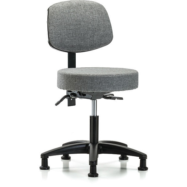Blue Ridge Ergonomics Desk Stool, Fabric, Bk, Tilt Glides, Gry - BR-FDHST-RG-T1-RG-F44