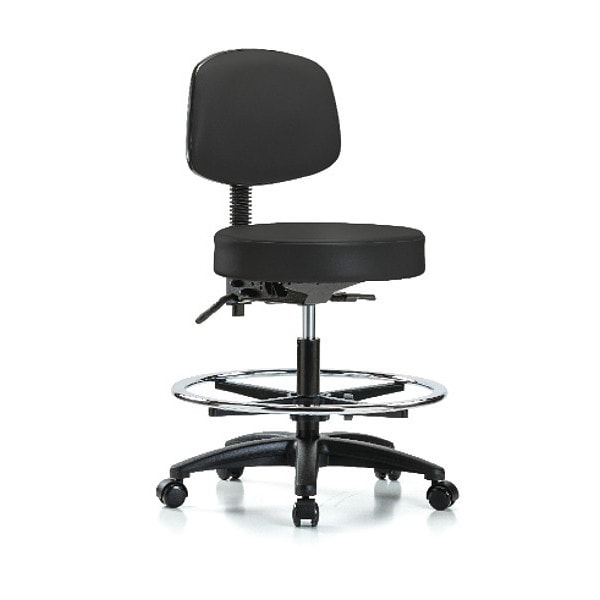 Blue Ridge Ergonomics BenchStool, Med, Vin, Bk, Tilt, CF, Cast, BLK - BR-VMBST-RG-T1-CF-RC-8540