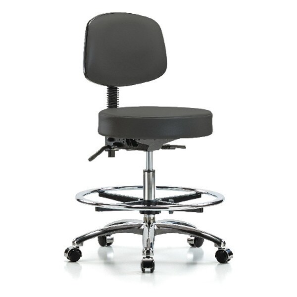 Blue Ridge Ergonomics Ben Stool, Vin Med, Bk, CF, Cast, Gry - BR-VMBST-CR-T1-CF-CC-8605