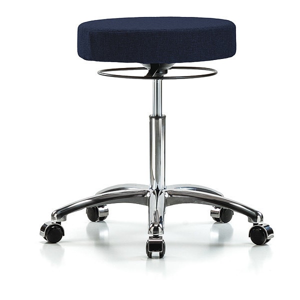 Blue Ridge Ergonomics Bench Stool, Med, Fabric, Chrome, Castrs, Nav - BR-FMBSO-CR-NF-CC-F45