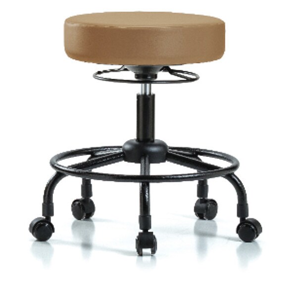 Blue Ridge Ergonomics Bench Stool, Med, Vinyl, RT, Casters, Taupe - BR-VMBSO-RT-RC-8584