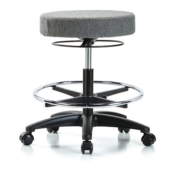 Blue Ridge Ergonomics Bench Stool, Med, Fabric, CF, Casters, Gry - BR-FMBSO-RG-CF-RC-F44