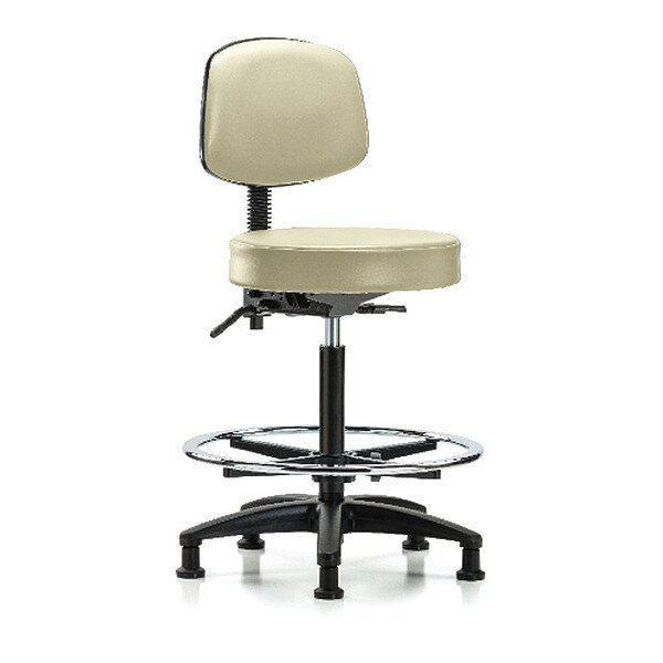 Blue Ridge Ergonomics Bench Stool, Hi, Vinyl, Bk, CF, Glides, Wht - BR-VHBST-RG-T0-CF-RG-8501