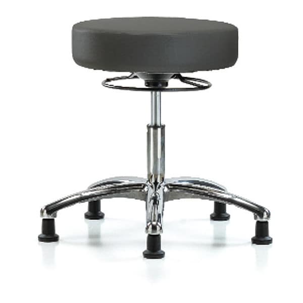 Blue Ridge Ergonomics Desk Stool, Vinyl, Chrome, Glides, Gry - BR-VDHSO-CR-RG-8605
