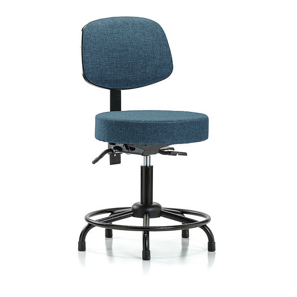 Blue Ridge Ergonomics Desk Stool, Fab, Bk, RT, Tilt, Glides, Blu - BR-FDHST-RT-T1-RG-F43