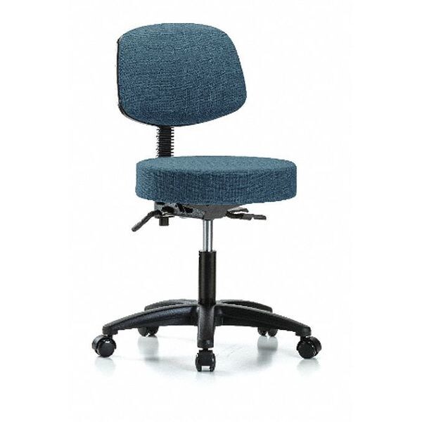 Blue Ridge Ergonomics Desk Stool, Fabric, Bk, Tilt Casters, Blu - BR-FDHST-RG-T1-RC-F43